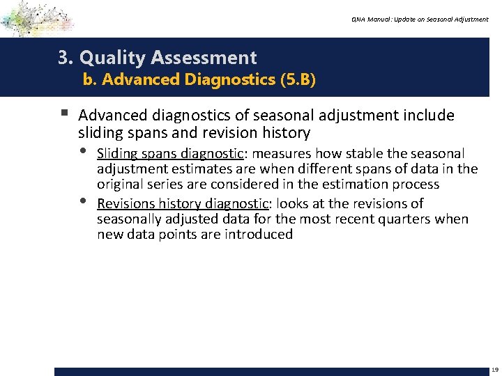 QNA Manual: Update on Seasonal Adjustment 3. Quality Assessment b. Advanced Diagnostics (5. B)