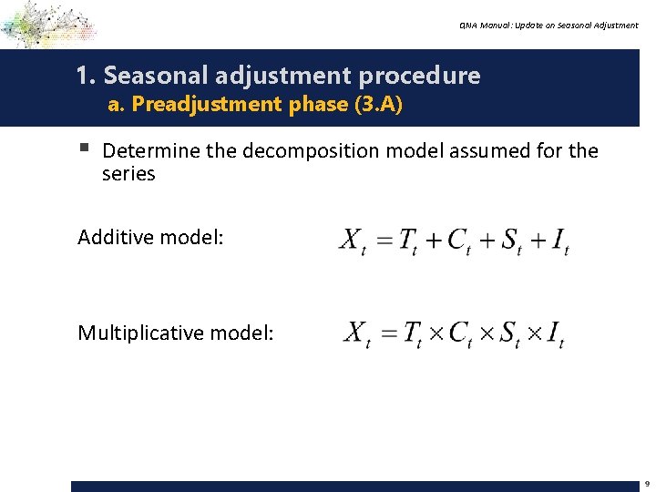QNA Manual: Update on Seasonal Adjustment 1. Seasonal adjustment procedure a. Preadjustment phase (3.