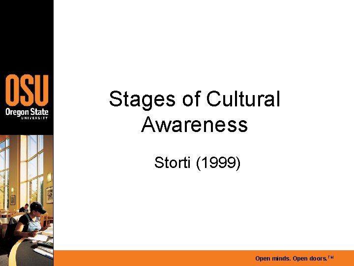 Stages of Cultural Awareness Storti (1999) Open minds. Open doors. TM 