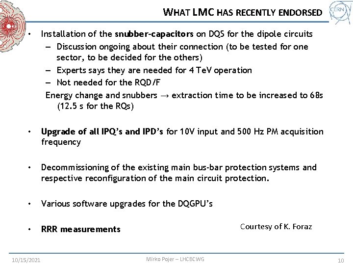WHAT LMC HAS RECENTLY ENDORSED • Installation of the snubber-capacitors on DQS for the