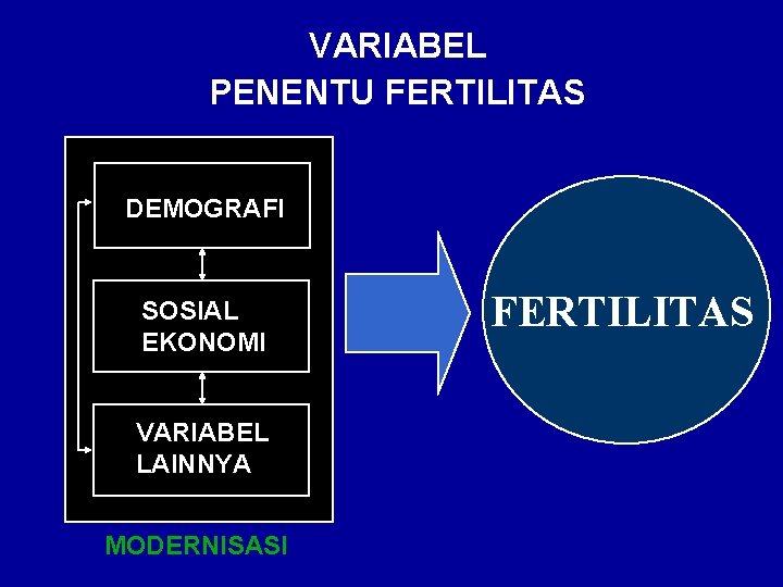 VARIABEL PENENTU FERTILITAS DEMOGRAFI SOSIAL EKONOMI VARIABEL LAINNYA MODERNISASI FERTILITAS 