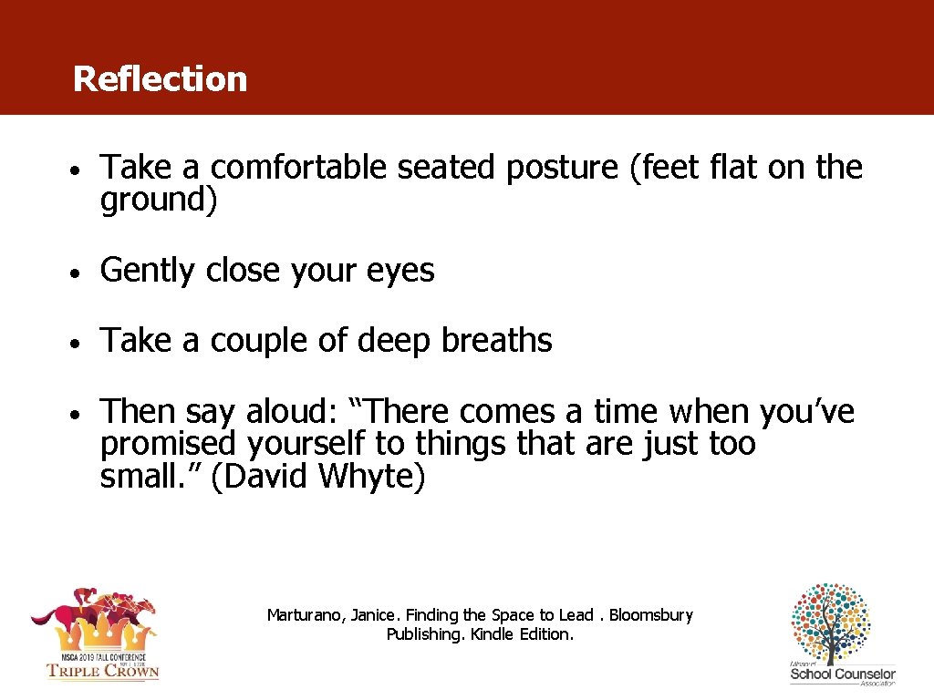 Reflection • Take a comfortable seated posture (feet flat on the ground) • Gently