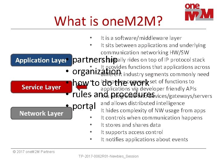 What is one. M 2 M? • • Application Layer • Service Layer Network What is one. M 2 M? • • Application Layer • Service Layer Network