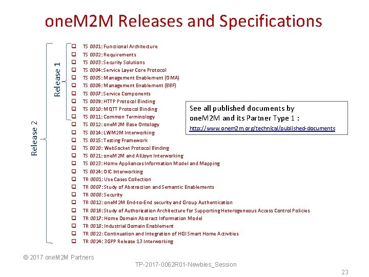 Release 2 Release 1 one. M 2 M Releases and Specifications q q q Release 2 Release 1 one. M 2 M Releases and Specifications q q q