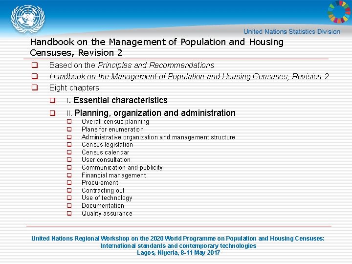 Handbook on the Management of Population and Housing Censuses, Revision 2 q q q
