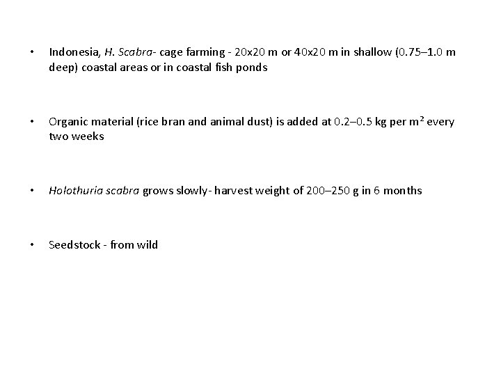  • Indonesia, H. Scabra- cage farming - 20 x 20 m or 40