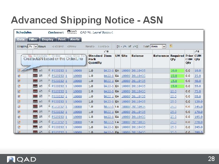 Advanced Shipping Notice - ASN 28 