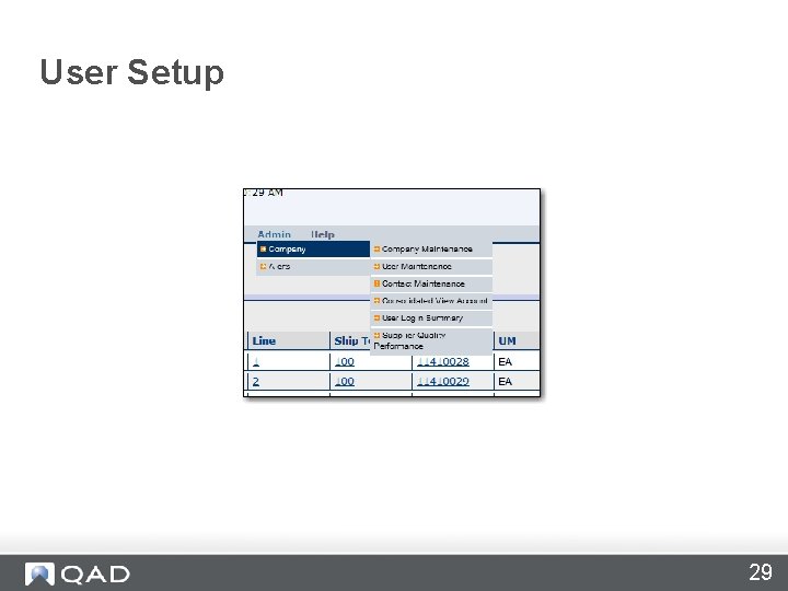 User Setup 29 