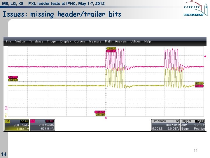 MS, LG, XS PXL ladder tests at IPHC, May 1 -7, 2012 Issues: missing