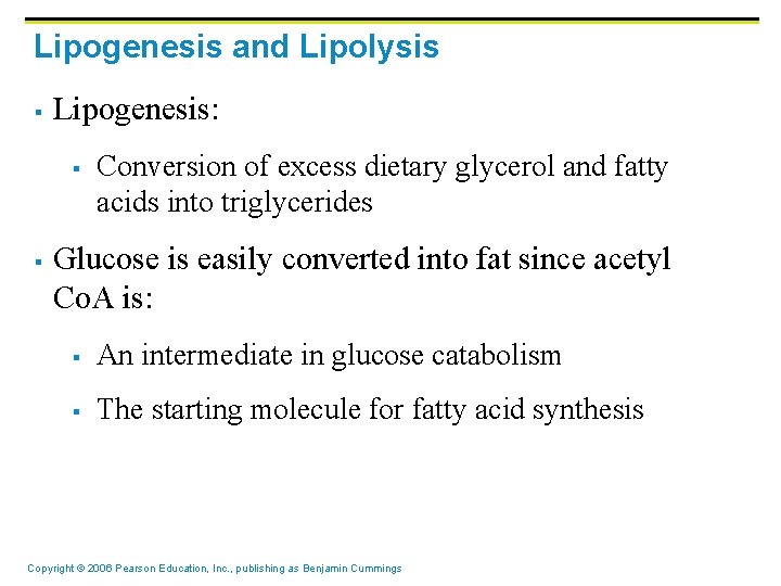 Lipogenesis and Lipolysis § Lipogenesis: § § Conversion of excess dietary glycerol and fatty
