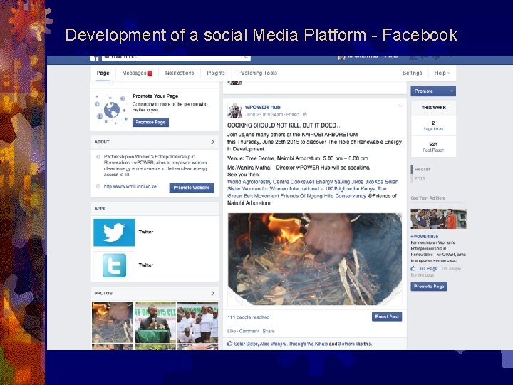 Development of a social Media Platform - Facebook ® Plan establishes framework for joint