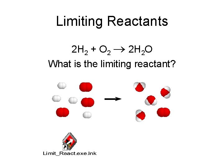 Limiting Reactants 2 H 2 + O 2 2 H 2 O What is