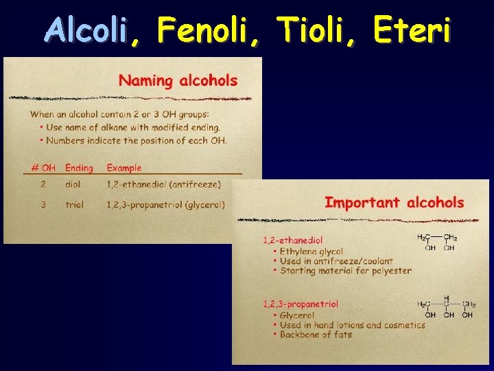 Alcoli, Fenoli, Tioli, Eteri 