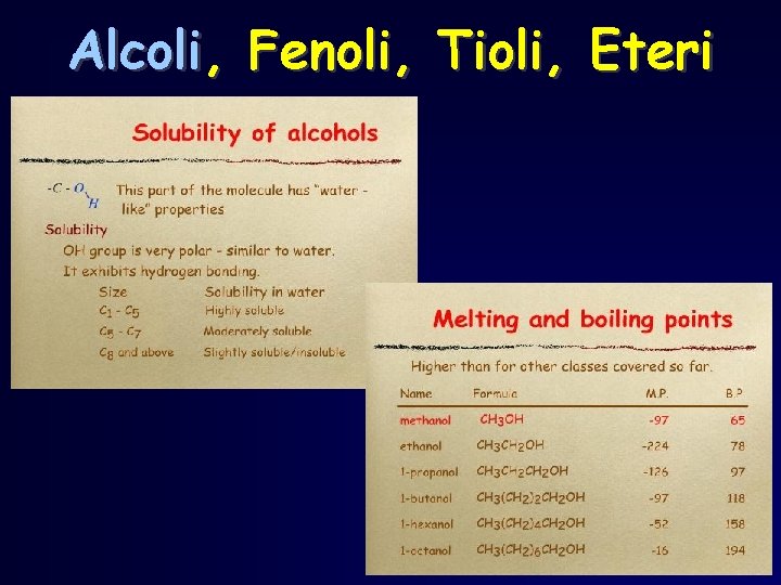 Alcoli, Fenoli, Tioli, Eteri 