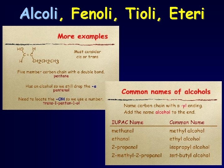 Alcoli, Fenoli, Tioli, Eteri 