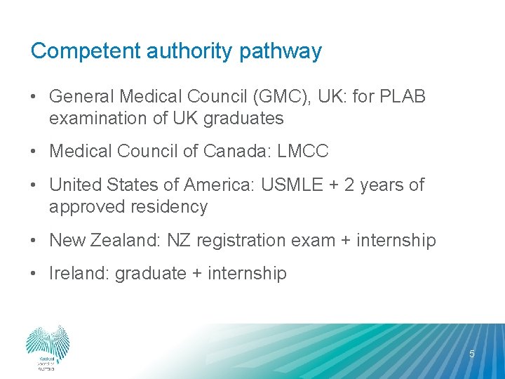 Competent authority pathway • General Medical Council (GMC), UK: for PLAB examination of UK