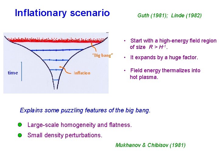 Inflationary scenario Guth (1981); Linde (1982) • Start with a high-energy field region of