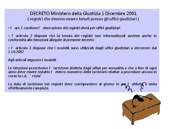 DECRETO Ministero della Giustizia 1 Dicembre 2001 ( registri che devono essere tenuti presso