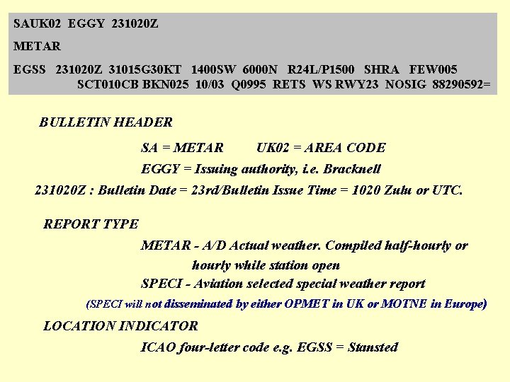 SAUK 02 EGGY 231020 Z METAR EGSS 231020 Z 31015 G 30 KT 1400