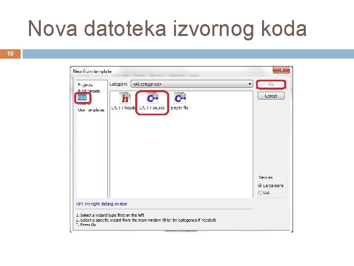 Nova datoteka izvornog koda 18 