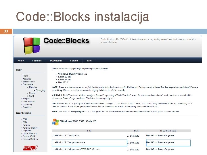 Code: : Blocks instalacija 33 