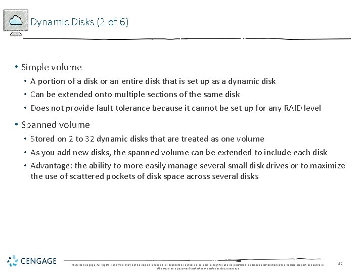 Dynamic Disks (2 of 6) • Simple volume • A portion of a disk