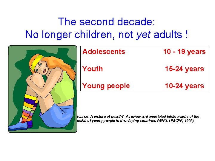 The second decade: No longer children, not yet adults ! Adolescents 10 - 19