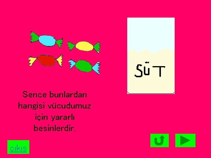 Sence bunlardan hangisi vücudumuz için yararlı besinlerdir. çıkış 