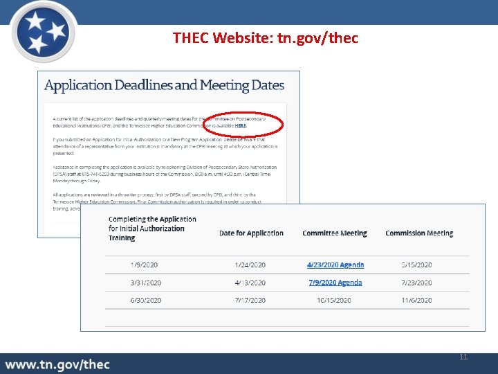 THEC Website: tn. gov/thec 11 