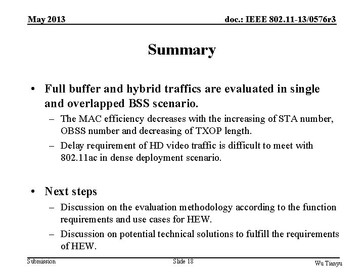 May 2013 doc. : IEEE 802. 11 -13/0576 r 3 Summary • Full buffer