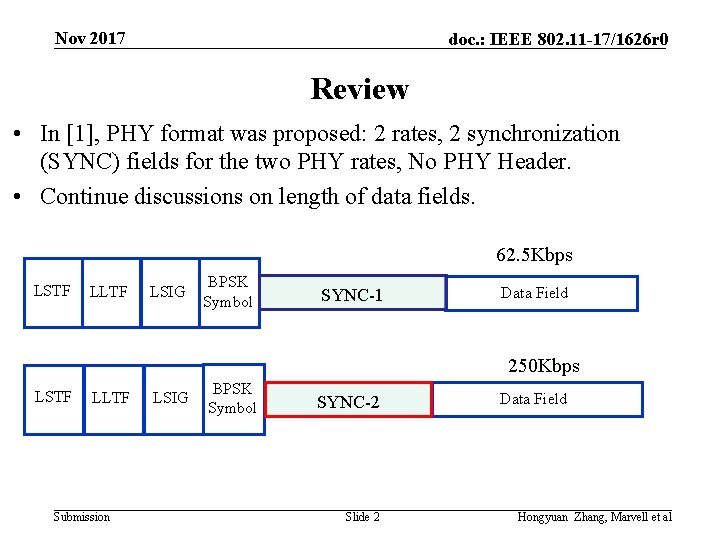 Nov 2017 doc. : IEEE 802. 11 -17/1626 r 0 Review • In [1],