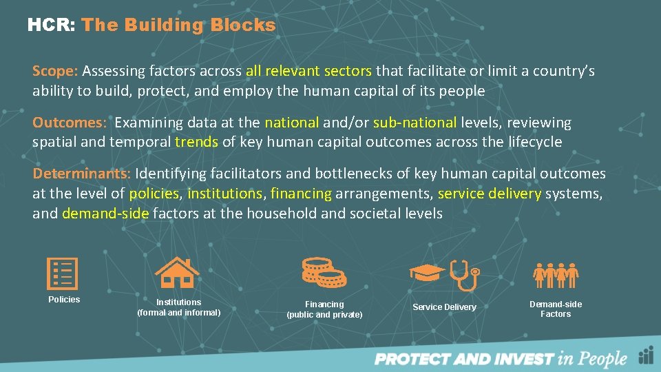 HCR: The Building Blocks Scope: Assessing factors across all relevant sectors that facilitate or