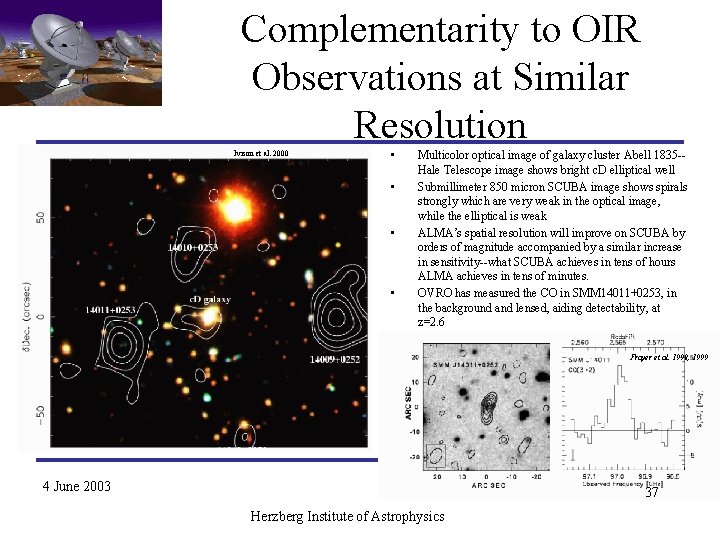 Complementarity to OIR Observations at Similar Resolution Ivison et al. 2000 • • Multicolor Complementarity to OIR Observations at Similar Resolution Ivison et al. 2000 • • Multicolor