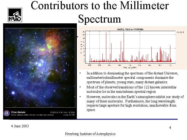 Contributors to the Millimeter Spectrum • • • In addition to dominating the spectrum Contributors to the Millimeter Spectrum • • • In addition to dominating the spectrum