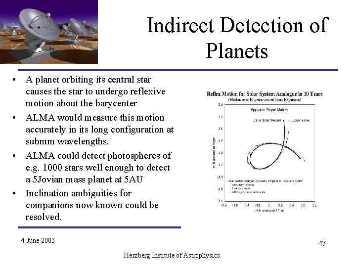 Indirect Detection of Planets • A planet orbiting its central star causes the star Indirect Detection of Planets • A planet orbiting its central star causes the star