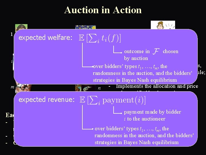 Auction in Action 1 1 expected welfare: … … i expected revenue: - chosen