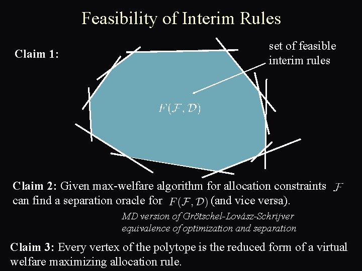 Feasibility of Interim Rules Claim 1: set of feasible interim rules Claim 2: Given