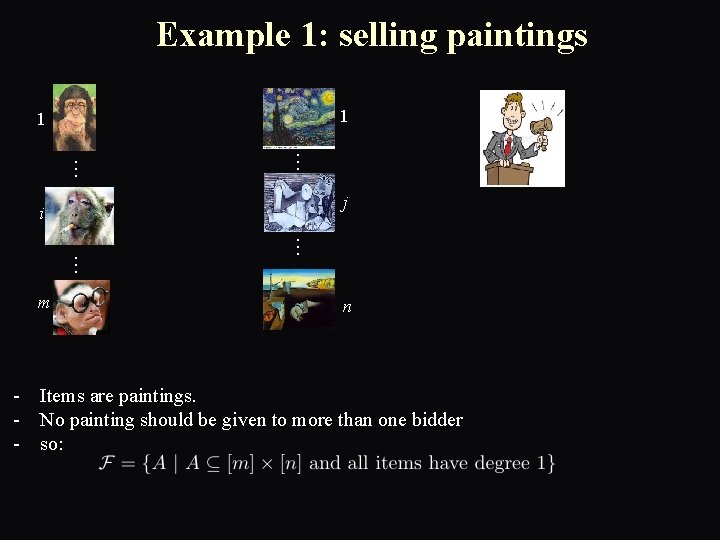 Example 1: selling paintings 1 1 … … j i … … m n