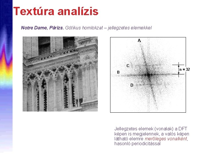 Textúra analízis Notre Dame, Párizs. Gótikus homlokzat – jellegzetes elemekkel Jellegzetes elemek (vonalak) a