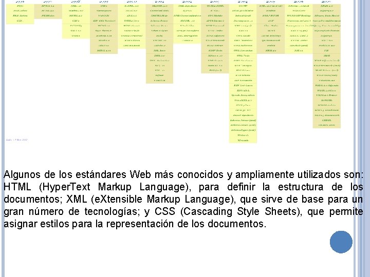 Algunos de los estándares Web más conocidos y ampliamente utilizados son: HTML (Hyper. Text