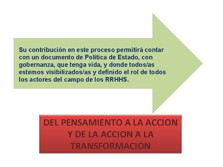 Su contribución en este proceso permitirá contar con un documento de Política de Estado,