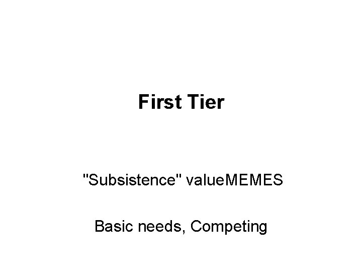 First Tier "Subsistence" value. MEMES Basic needs, Competing 