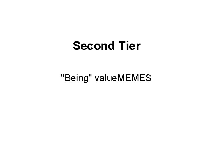 Second Tier "Being" value. MEMES 