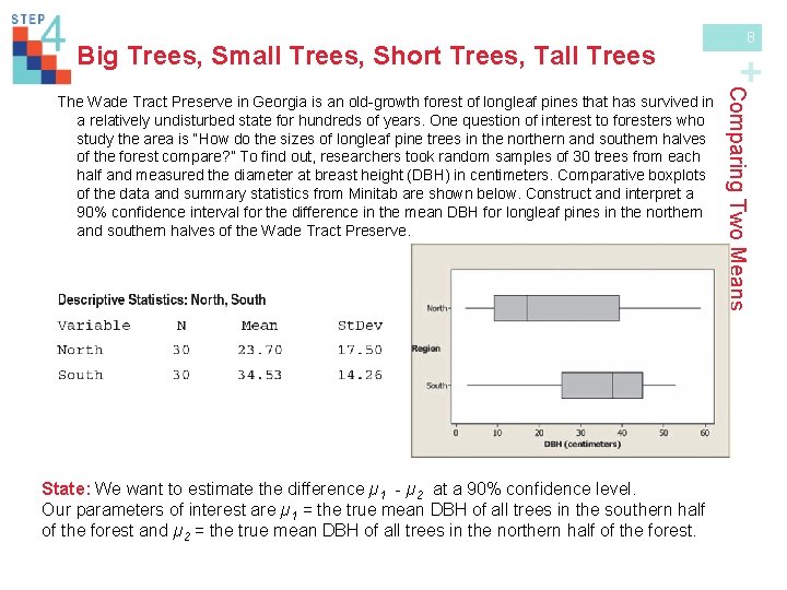 Trees, Small Trees, Short Trees, Tall Trees State: We want to estimate the difference