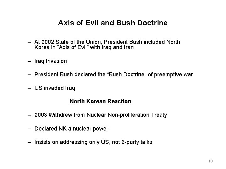 Axis of Evil and Bush Doctrine – At 2002 State of the Union, President