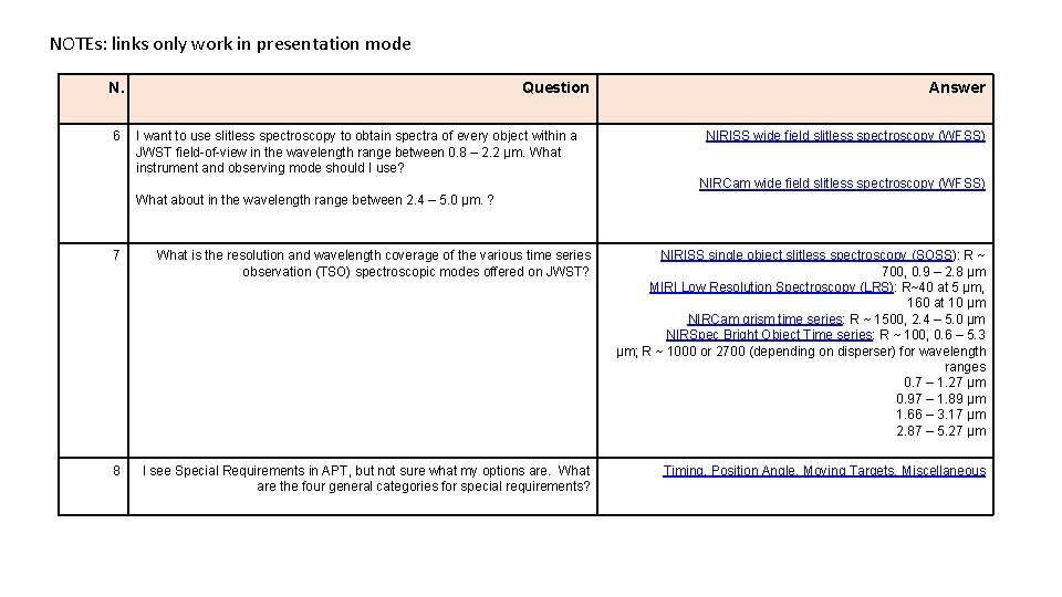 NOTEs: links only work in presentation mode N. 6 Question I want to use