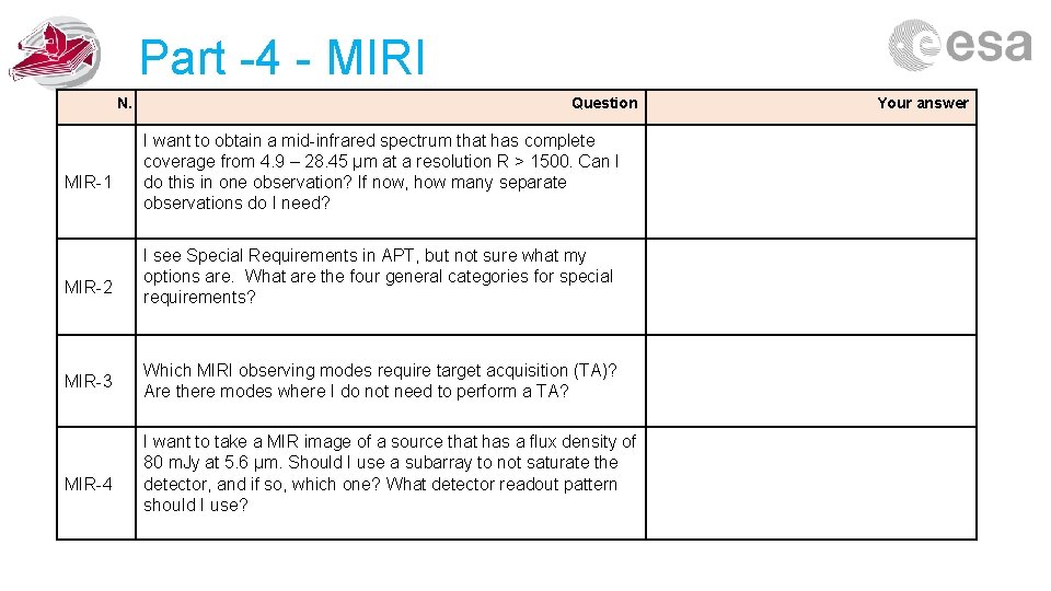 Part -4 - MIRI N. MIR-1 MIR-2 MIR-3 MIR-4 Question I want to obtain