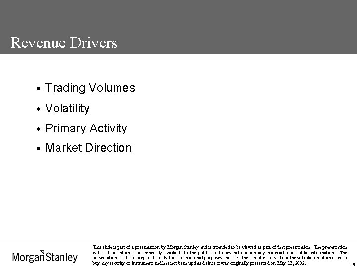 Revenue Drivers · Trading Volumes · Volatility · Primary Activity · Market Direction This