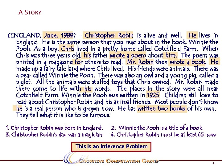 P a g e A STORY 4 (ENGLAND, June, 1989) - Christopher Robin is