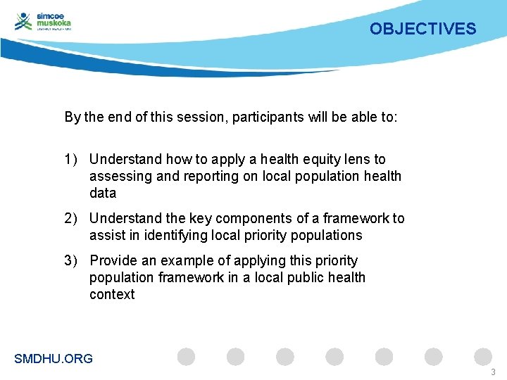 OBJECTIVES By the end of this session, participants will be able to: 1) Understand